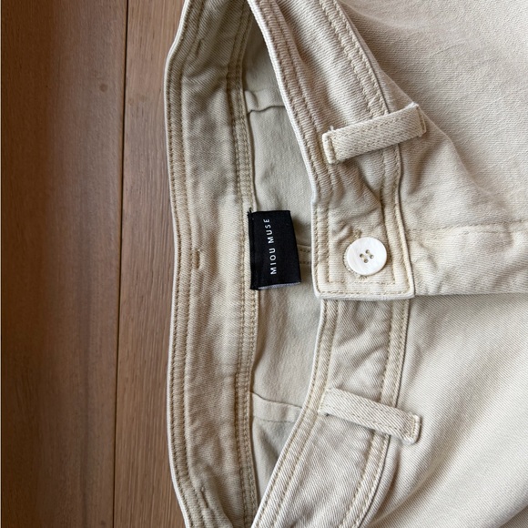 MIOU MUSE - STRAIGHT WIDE LEG DENIM PANTS IN BEIGE - Picture 2 of 4